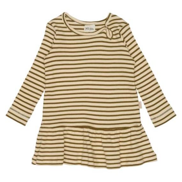 PETIT PIAO - Dress ls moral striped Leaves/Cream 